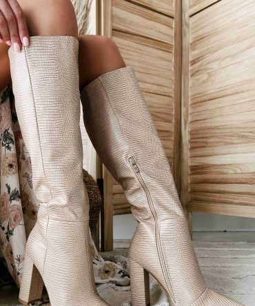 Milla Knee High Billini Boots (Light Taupe Scale) · NanaMacs