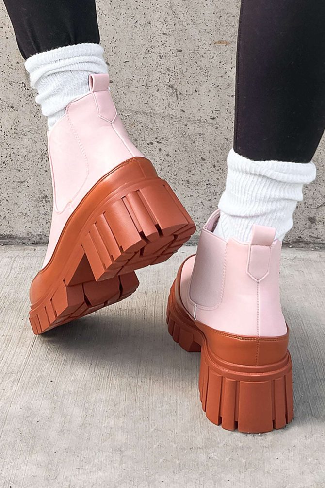 Doorbuster Going My Way Lug Sole Chelsea Ankle Booties (Pink) · NanaMacs - Image 3
