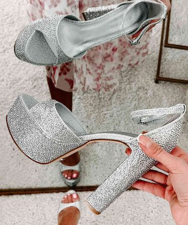 Faize Billini Rhinestone Platform Heels (Silver) · NanaMacs