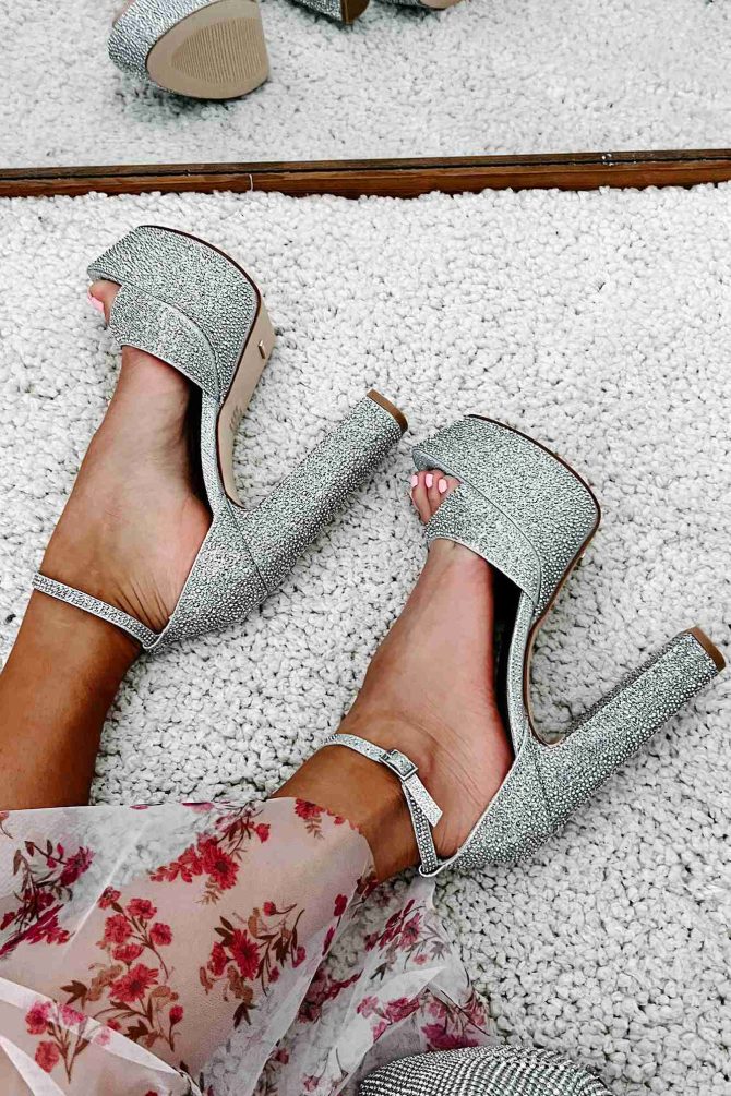 Faize Billini Rhinestone Platform Heels (Silver) · NanaMacs - Image 2