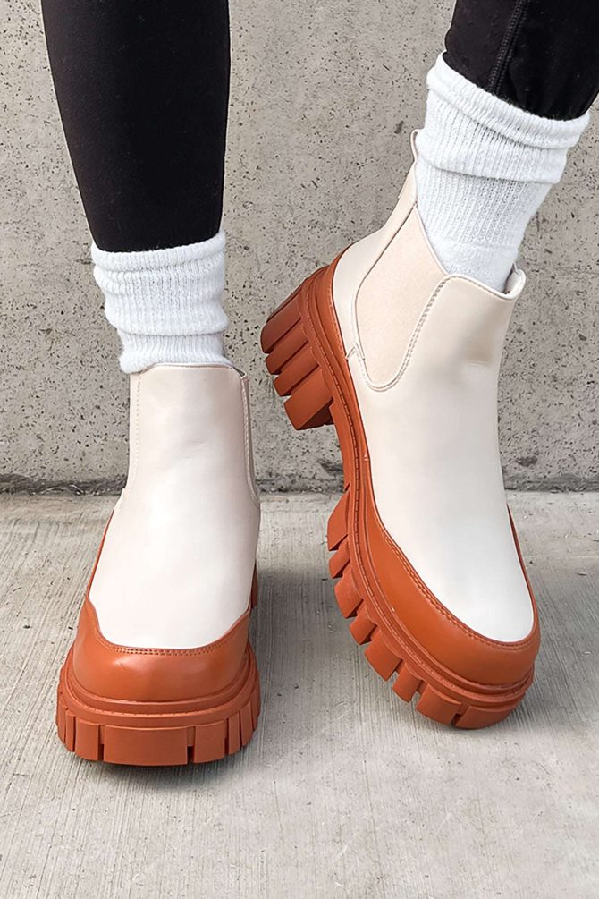 Doorbuster Going My Way Lug Sole Chelsea Ankle Booties (Nude) · NanaMacs - Image 3