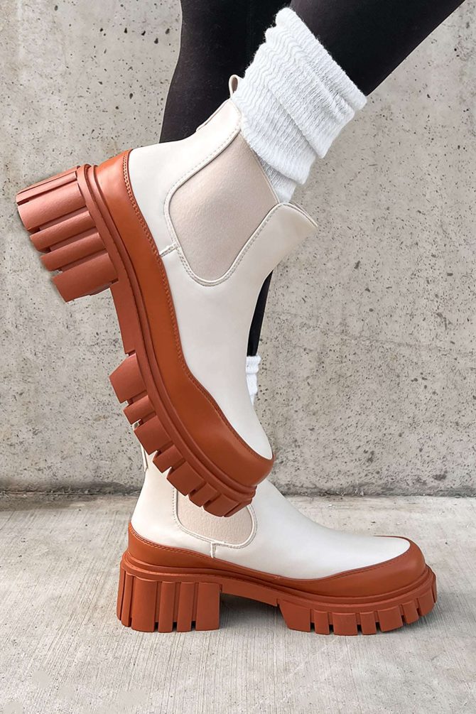 Doorbuster Going My Way Lug Sole Chelsea Ankle Booties (Nude) · NanaMacs - Image 2