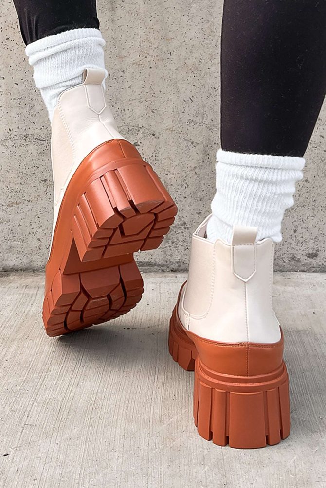 Doorbuster Going My Way Lug Sole Chelsea Ankle Booties (Nude) · NanaMacs - Image 4