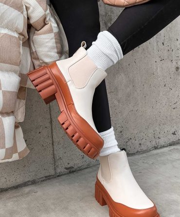 Doorbuster Going My Way Lug Sole Chelsea Ankle Booties (Nude) · NanaMacs