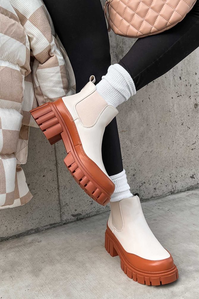 Doorbuster Going My Way Lug Sole Chelsea Ankle Booties (Nude) · NanaMacs