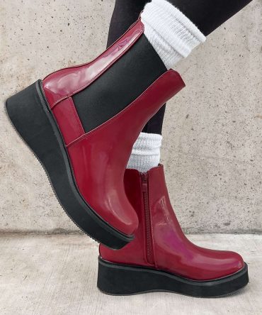 Doorbuster Tanner Patent Leather Platform Chelsea Boots (Wine Patent) · NanaMacs