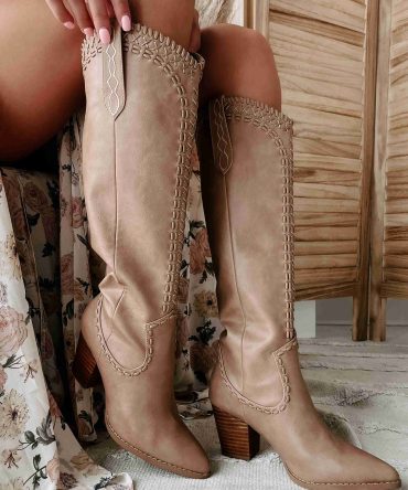 Finley Billini Knee High Western Boots (Taupe) · NanaMacs