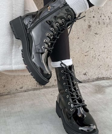 Doorbuster Lennox Patent Leather Combat Boots (Black Patent) · NanaMacs