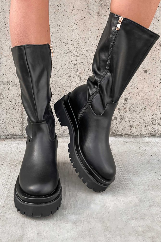 Doorbuster Run This Town Faux Leather Chunky Platform Boots (Black) · NanaMacs - Image 2