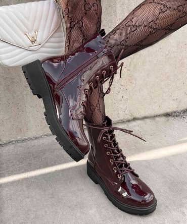 Doorbuster Lennox Patent Leather Combat Boots (Wine Patent) · NanaMacs