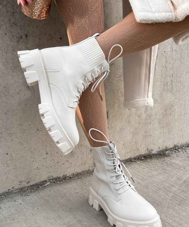 Doorbuster On Your Six Flyknit Lace-Up Combat Boot (Off White) · NanaMacs