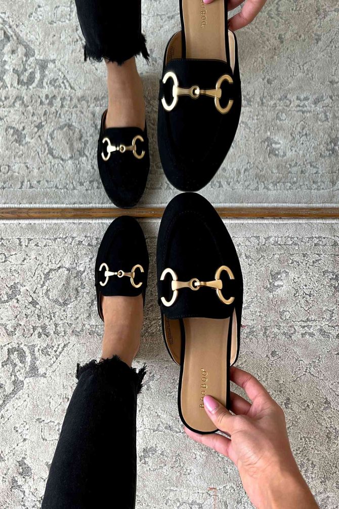 Doorbuster In The Works Faux Suede Flat Mule (Black) · NanaMacs - Image 3