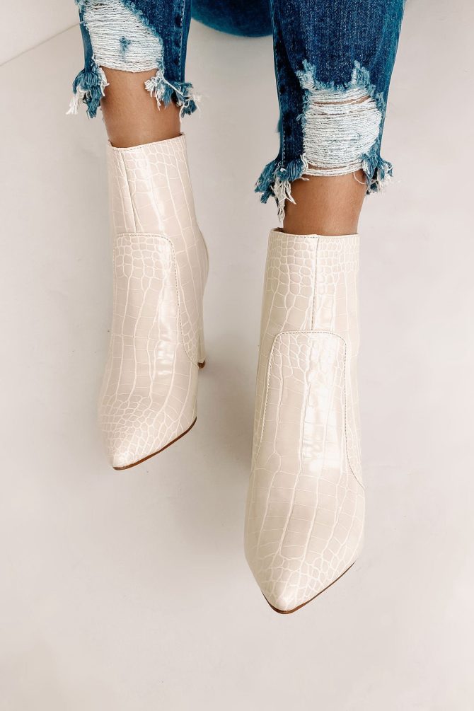 Keeping It Up Faux Croc Booties (Whipped Cream) · NanaMacs - Image 4
