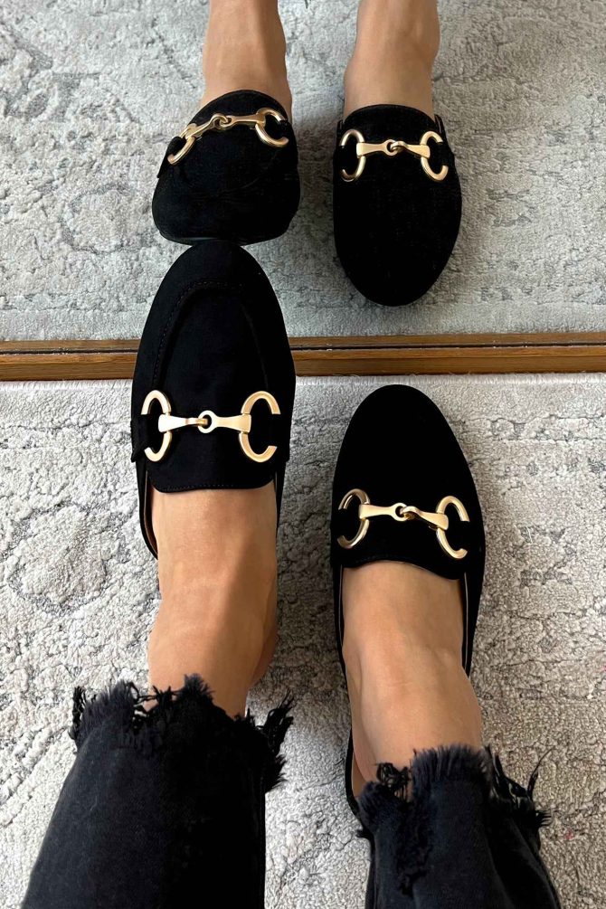 Doorbuster In The Works Faux Suede Flat Mule (Black) · NanaMacs - Image 4
