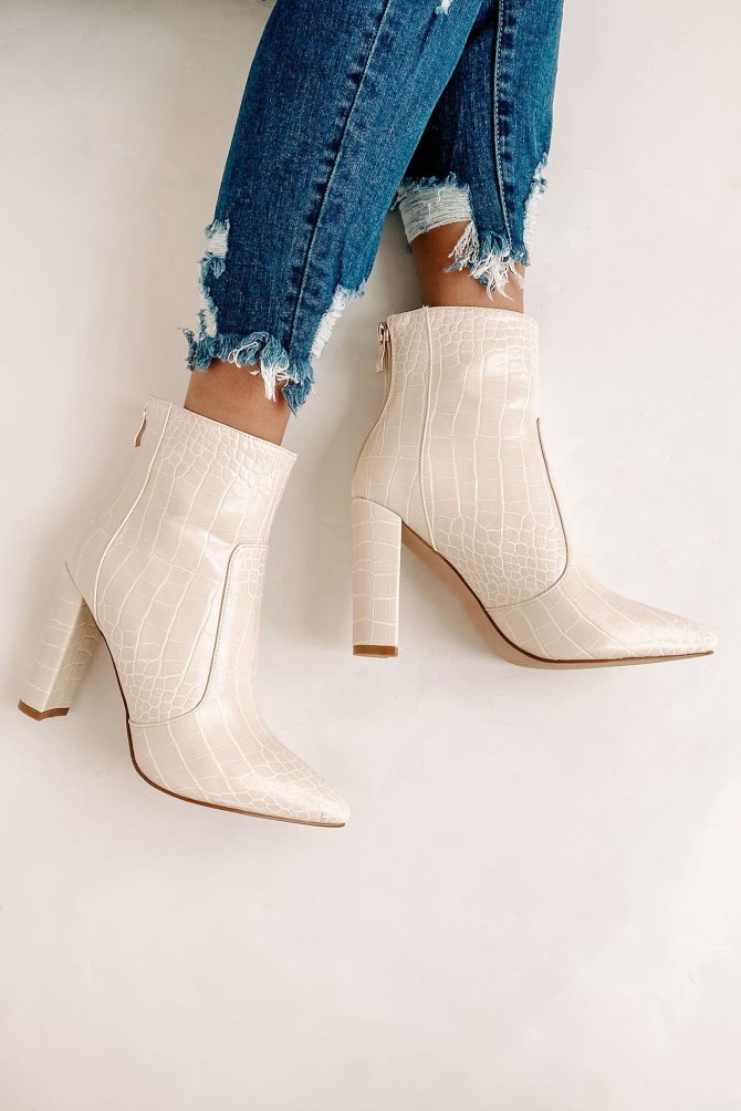 Keeping It Up Faux Croc Booties (Whipped Cream) · NanaMacs - Image 2