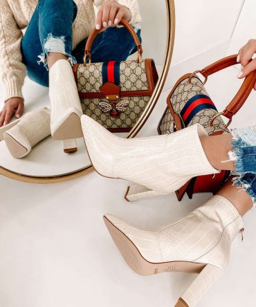 Keeping It Up Faux Croc Booties (Whipped Cream) · NanaMacs