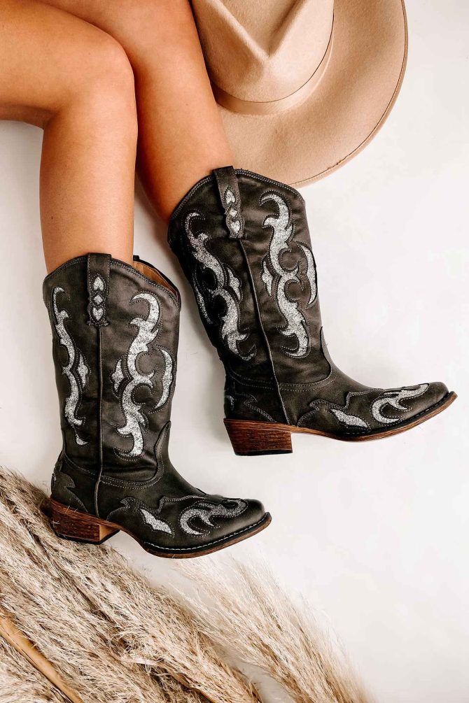 Lexington Glitter Cowgirl Boots (Black) · NanaMacs - Image 3