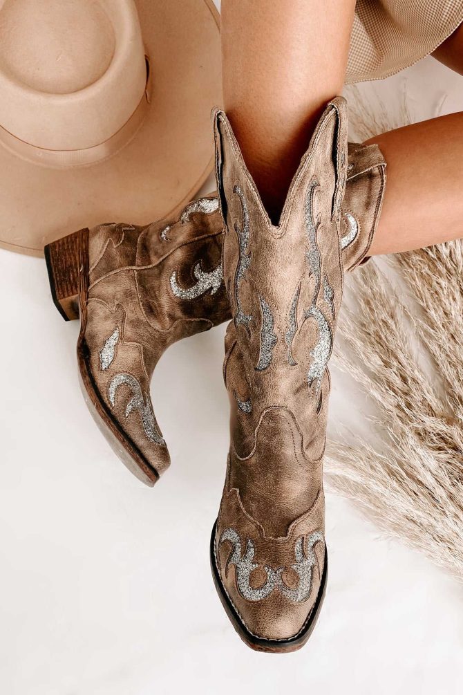 Lexington Glitter Cowgirl Boots (Taupe) · NanaMacs - Image 3