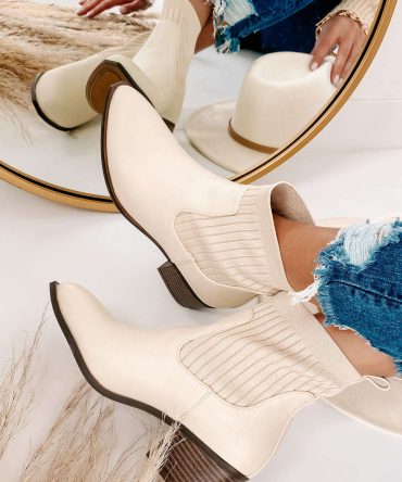 Katja Knit Ankle Booties (Beige) · NanaMacs