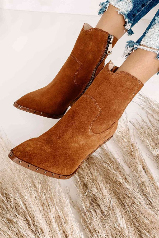 "Ramblin' Man" Faux Suede Studded Sole Booties (Rusty Brown) · NanaMacs - Image 4