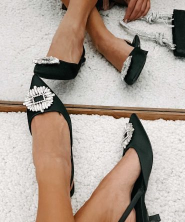 Taste Of Success Satin Slingback Kitten Heels (Black) · NanaMacs