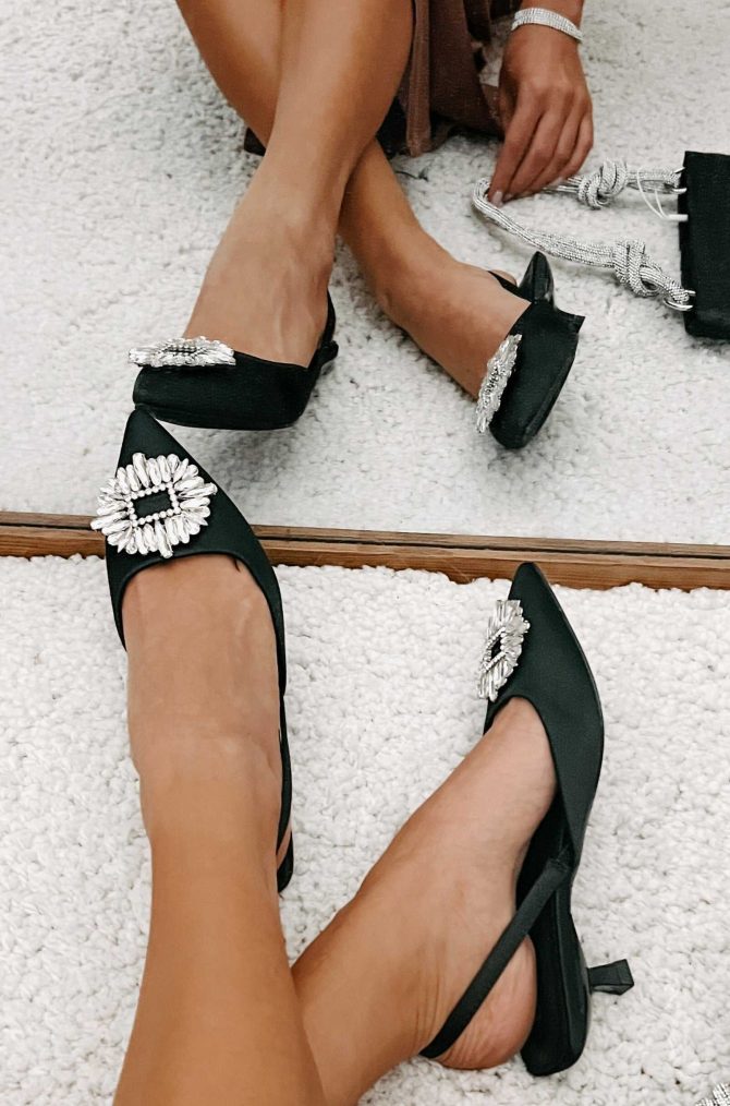 Taste Of Success Satin Slingback Kitten Heels (Black) · NanaMacs