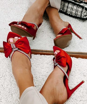 Starstruck Rhinestone Bow Heels (Red) · NanaMacs