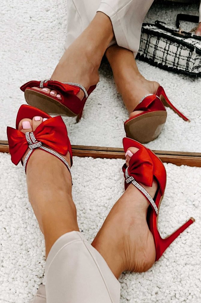 Starstruck Rhinestone Bow Heels (Red) · NanaMacs