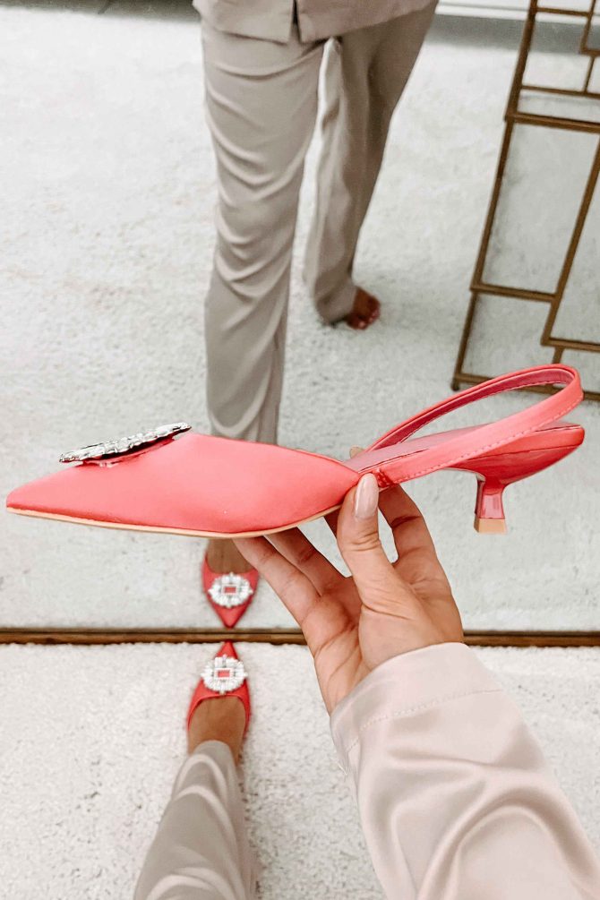 Taste Of Success Satin Slingback Kitten Heels (Hot Pink) · NanaMacs - Image 3