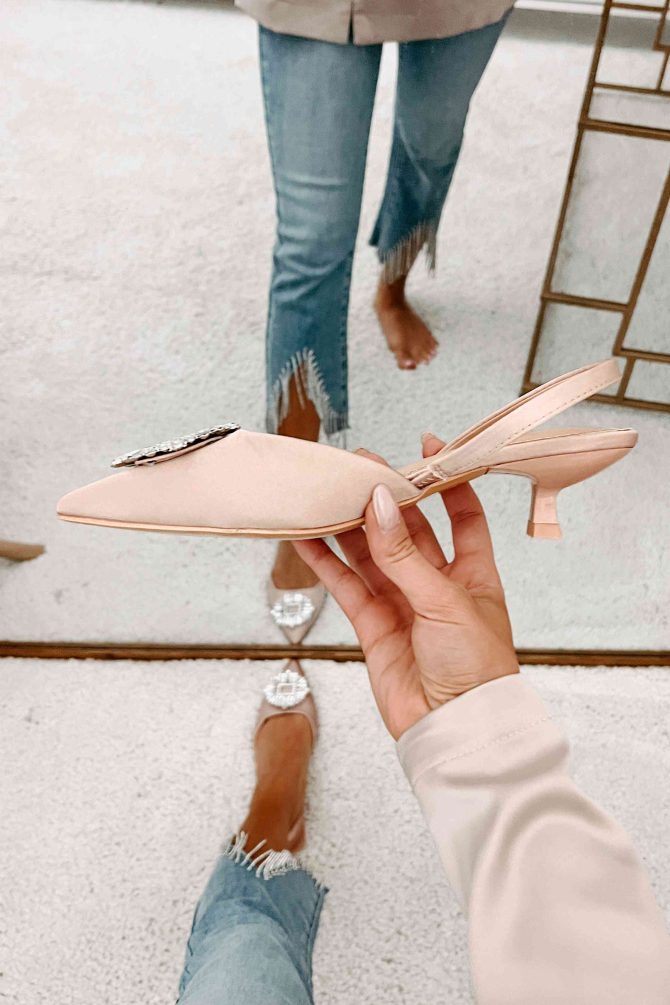 Taste Of Success Satin Slingback Kitten Heels (Beige) · NanaMacs - Image 3