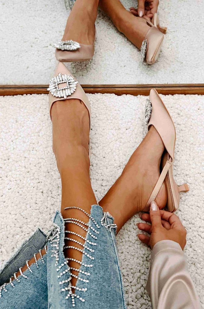Taste Of Success Satin Slingback Kitten Heels (Beige) · NanaMacs