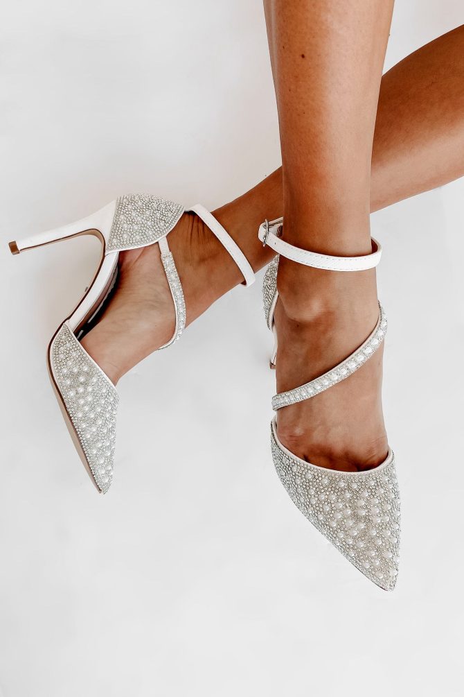 My Fairytale Story Rhinestone & Pearl Embellished Heels (White) · NanaMacs - Image 2