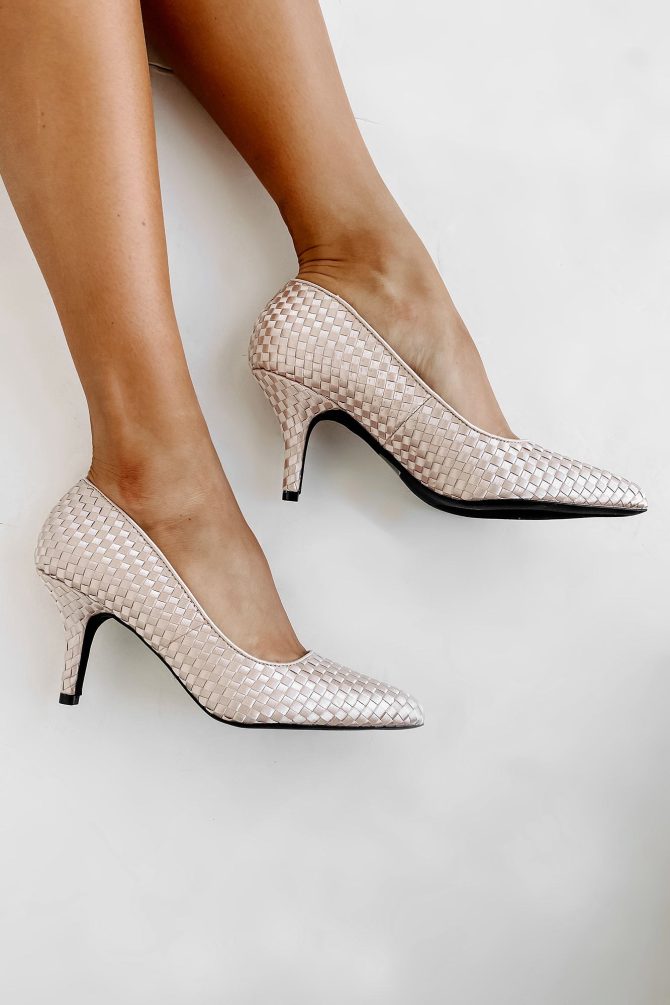 Part Of The Plan Woven Pointed Toe Pumps (Nude) · NanaMacs - Image 3