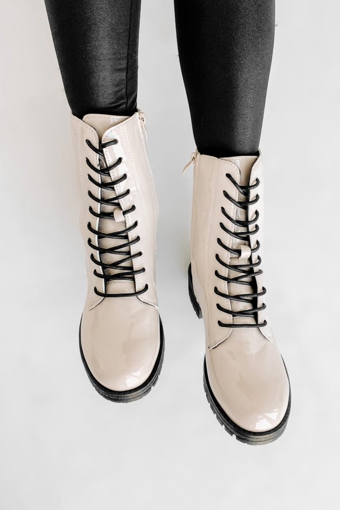 Rules Don't Apply Patent Leather Lace-Up Combat Boots (Stone Patent) · NanaMacs - Image 4