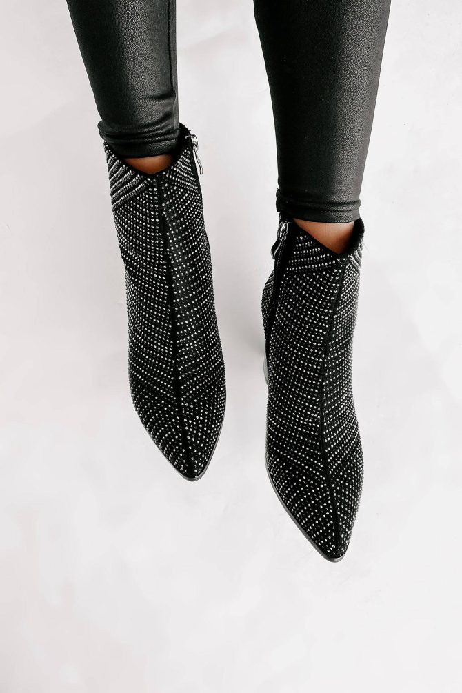 Reaching For Perfection Rhinestone Studded Booties (Black) · NanaMacs - Image 4