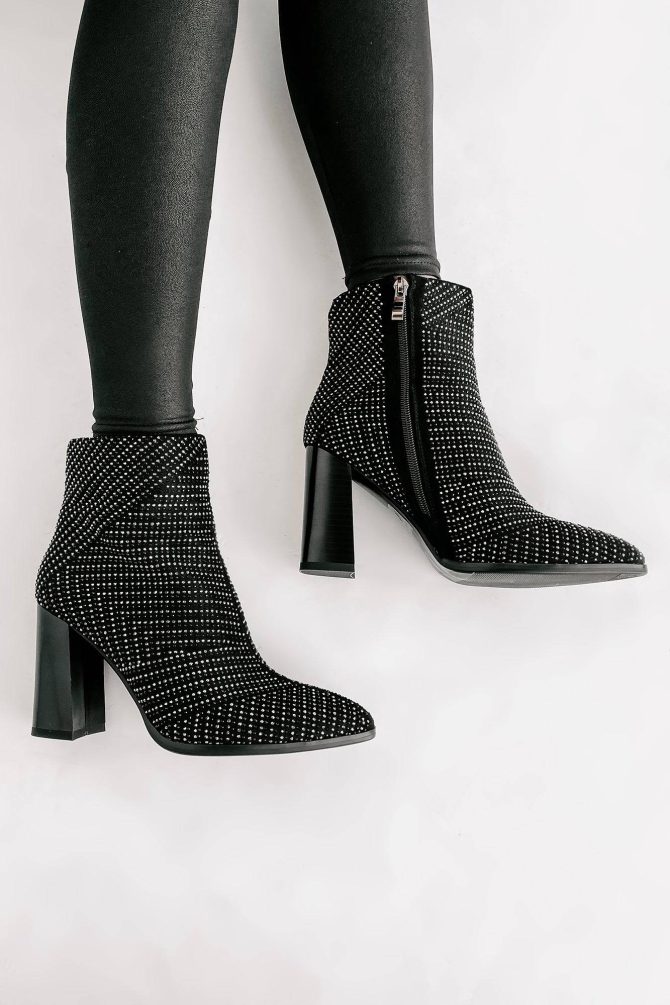 Reaching For Perfection Rhinestone Studded Booties (Black) · NanaMacs - Image 3