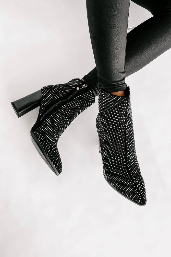 Reaching For Perfection Rhinestone Studded Booties (Black) · NanaMacs - Image 2