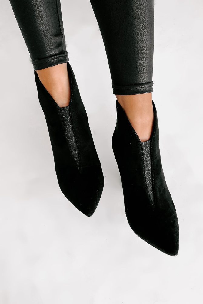 "Matinee Sparkle" Pointed Toe Glitter Panel Booties (Black) · NanaMacs - Image 4