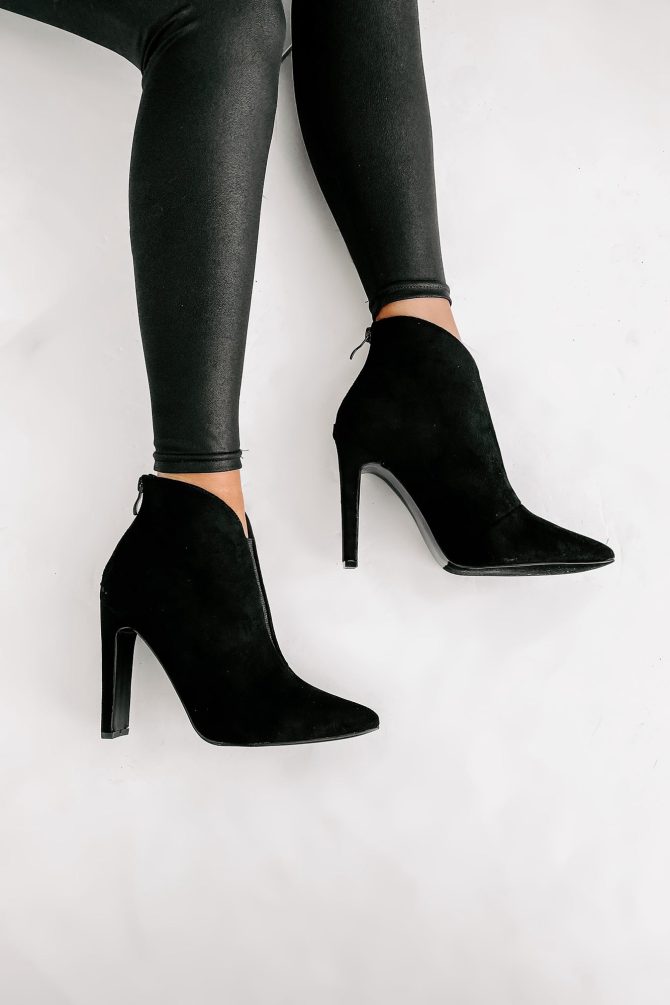 "Matinee Sparkle" Pointed Toe Glitter Panel Booties (Black) · NanaMacs - Image 3