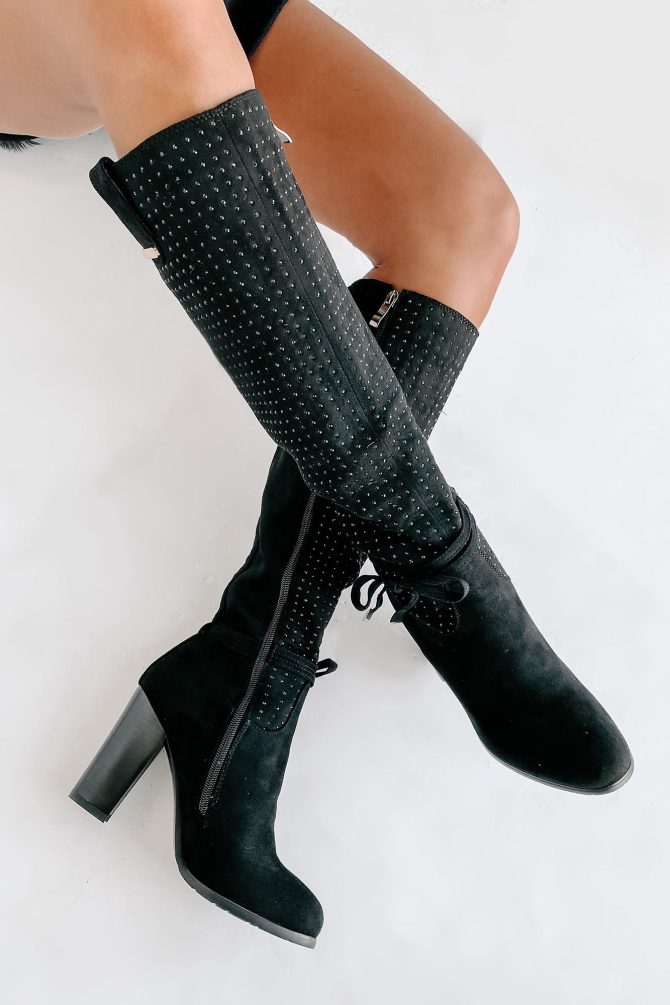 No Strings Attached Rhinestone Knee-High Boots (Black) · NanaMacs - Image 3