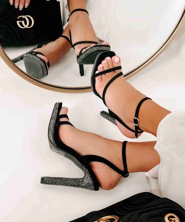 Lights, Camera, Rhinestones Strappy Rhinestone Heel (Black) · NanaMacs