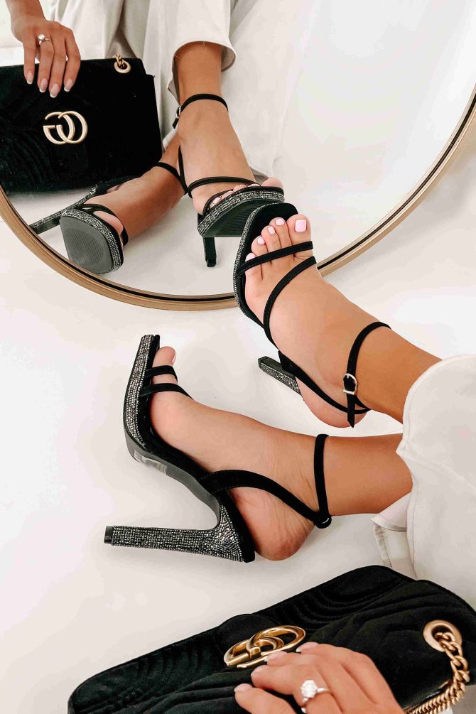 Lights, Camera, Rhinestones Strappy Rhinestone Heel (Black) · NanaMacs