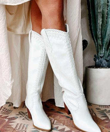 Finley Billini Knee High Western Boots (White) · NanaMacs