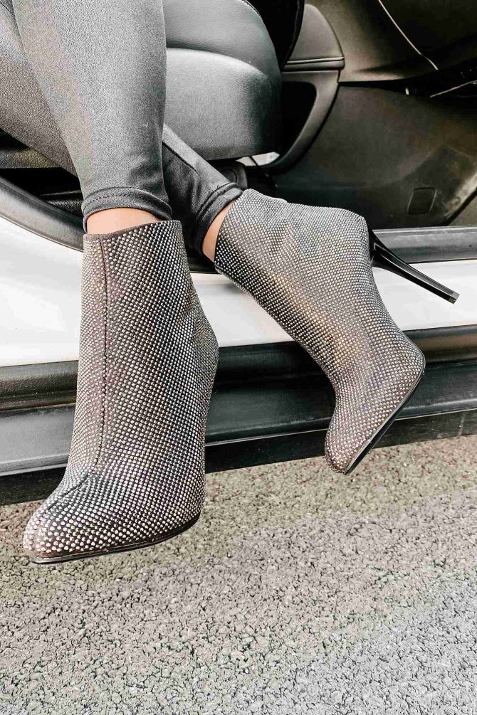 Glamorous Life Heeled Rhinestone Covered Booties (Grey) · NanaMacs - Image 4