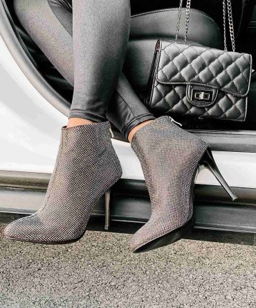Glamorous Life Heeled Rhinestone Covered Booties (Grey) · NanaMacs