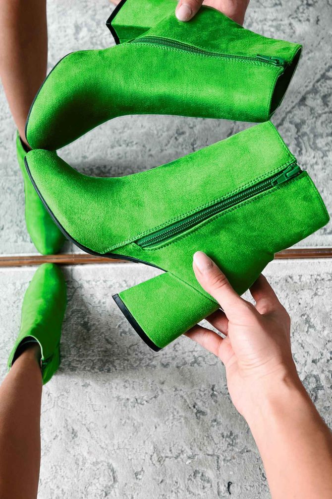 Remarkably Bold Faux Suede Booties (Green) · NanaMacs - Image 4