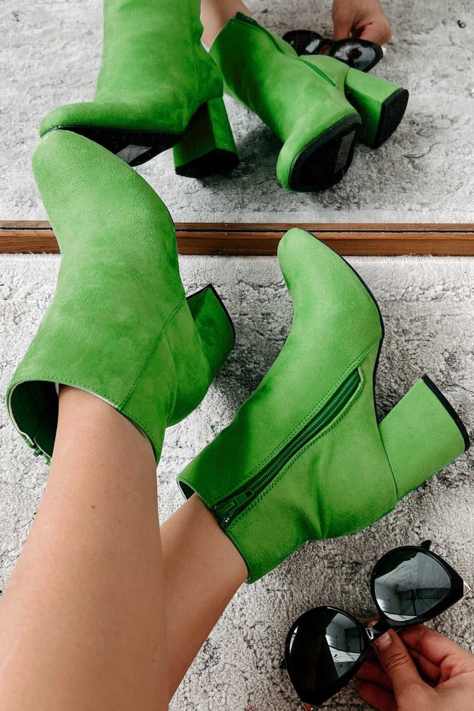 Remarkably Bold Faux Suede Booties (Green) · NanaMacs
