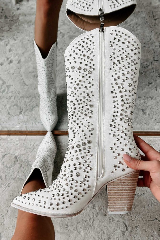 Country Soul Rhinestone/Studded Western Boots (White) · NanaMacs - Image 4