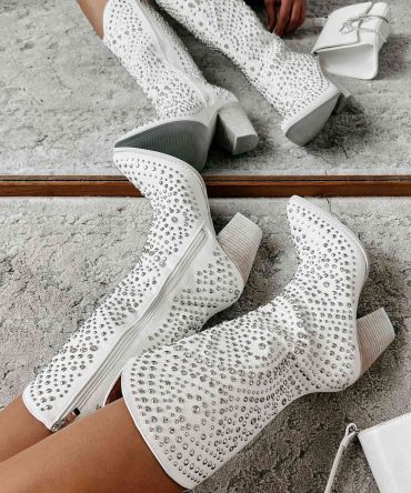 Country Soul Rhinestone/Studded Western Boots (White) · NanaMacs
