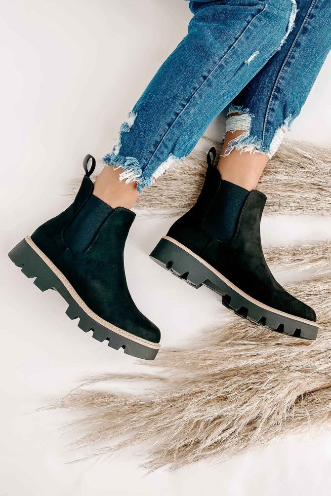 City Classic Faux Suede Booties (Black) · NanaMacs - Image 3